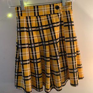 Pretty Little Thing Yellow Check Tennis Side Split Skirt